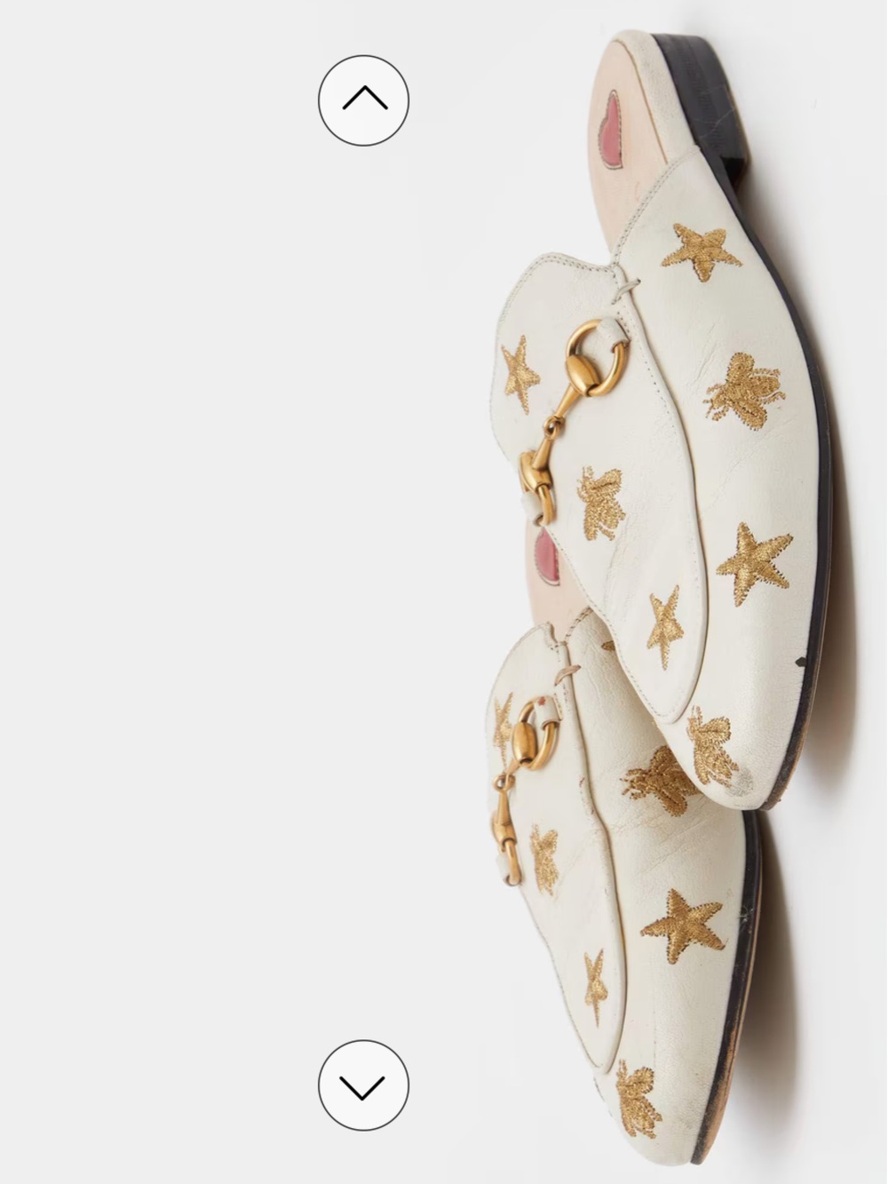 Gucci White Princetown Horsebit Mules with Gold Star & Bee Embroidery - Picture 2 of 9